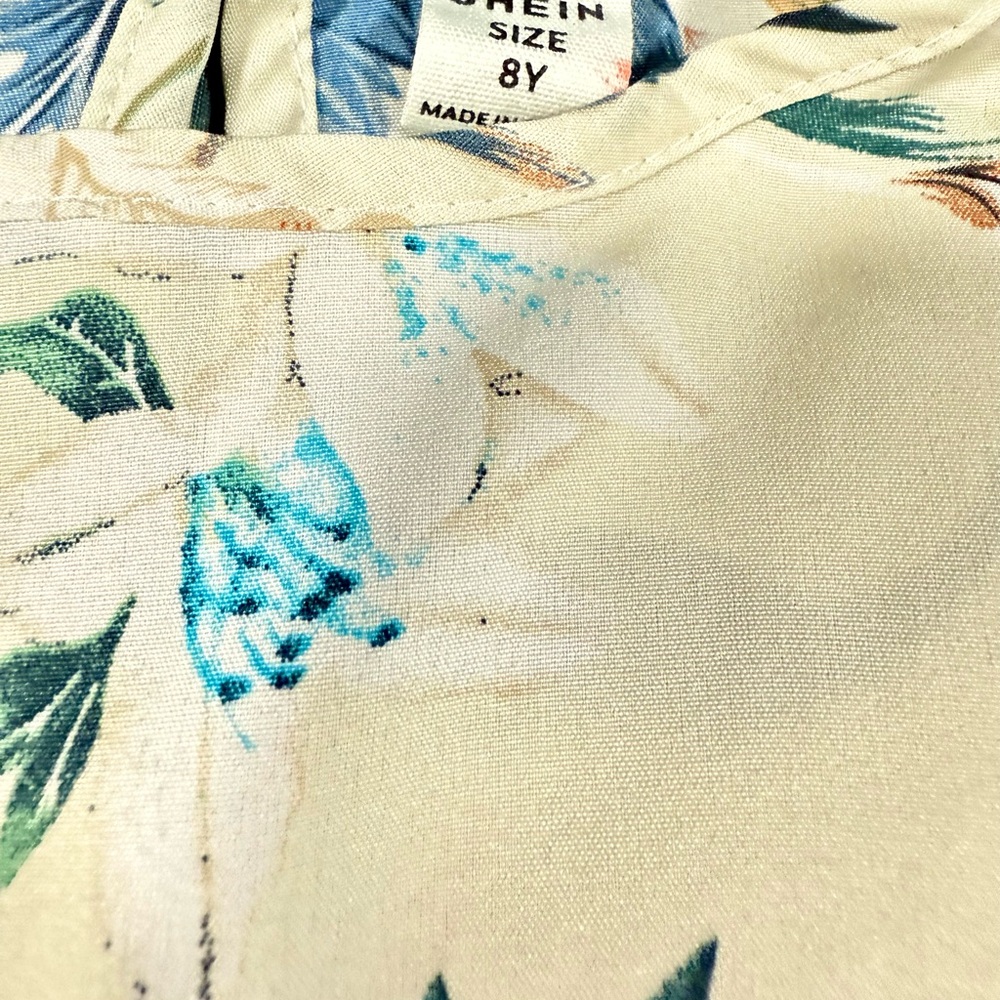 SHEIN Cream Floral Ruffle Blouse - Picture 2 of 2